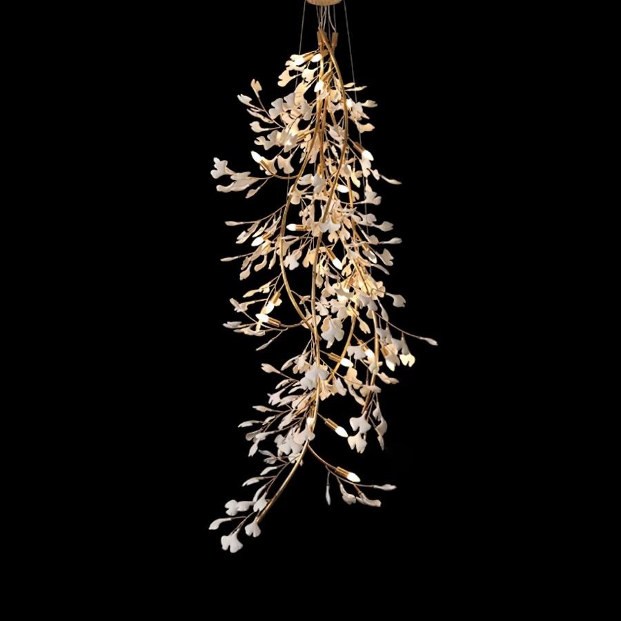 Drooping Ceramic Ginkgo Leaf Chandelier - SizeBcasivra