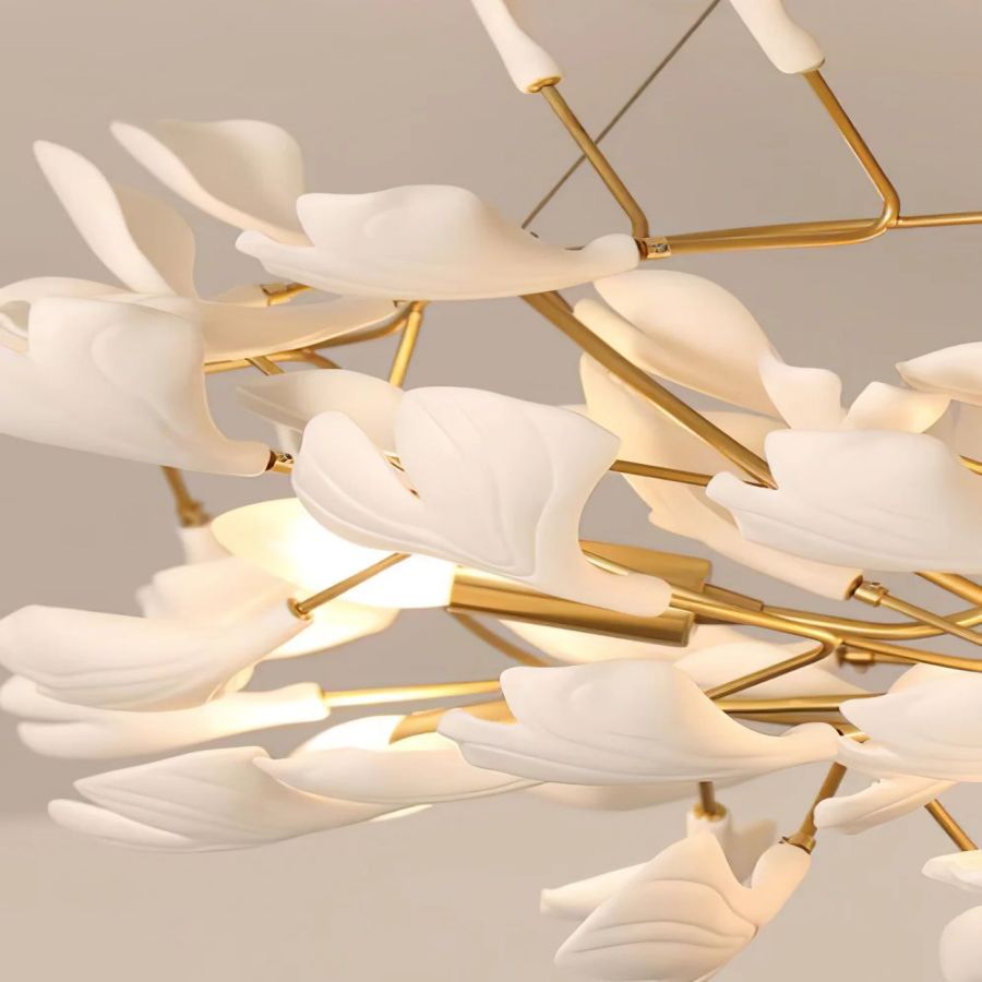 Drooping Ceramic Ginkgo Leaf Chandelier - SizeBcasivra