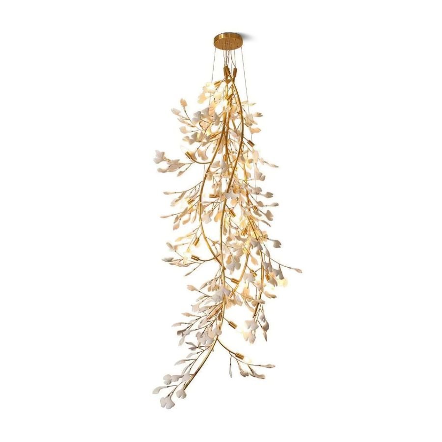 Drooping Ceramic Ginkgo Leaf Chandelier - SizeBcasivra