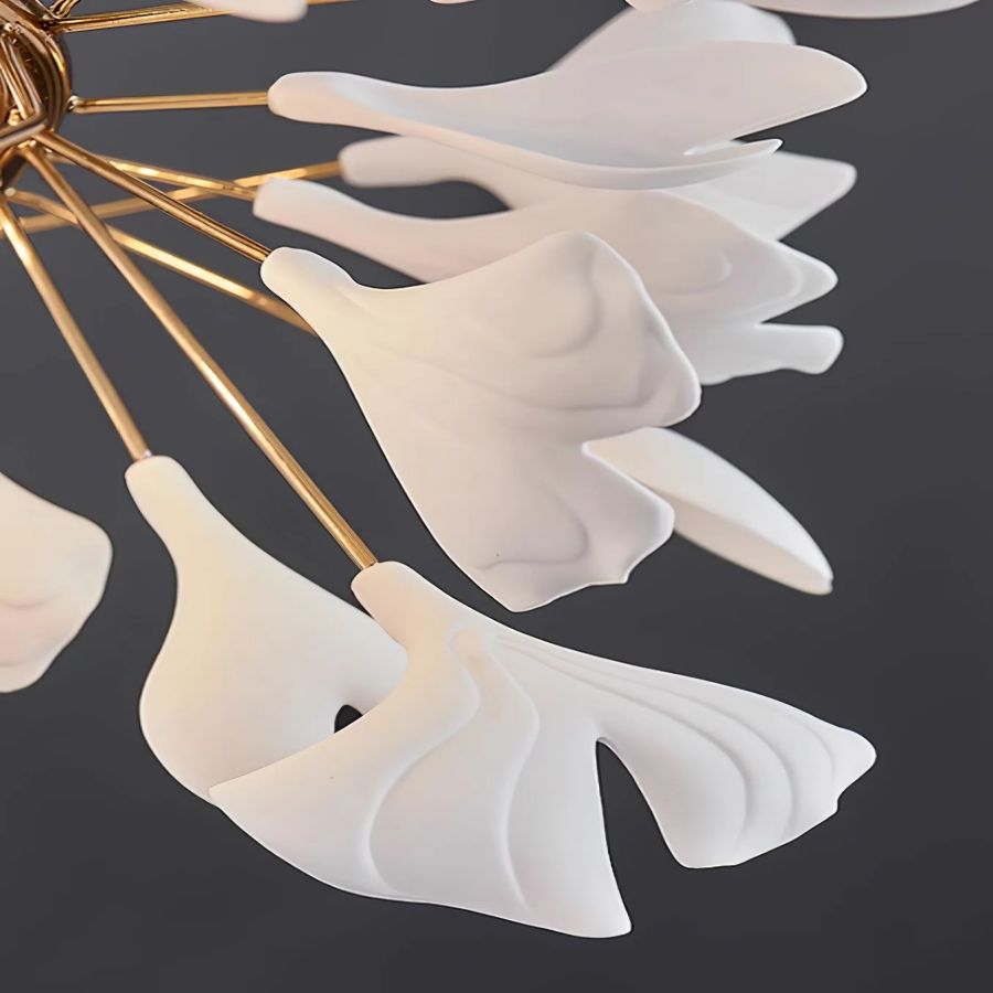 Drooping Ceramic Ginkgo Leaf Chandelier - SizeBcasivra