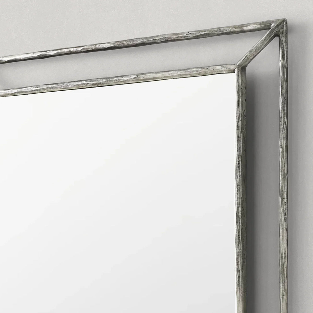 Hand-Forged Metal Open Beveled Mirror