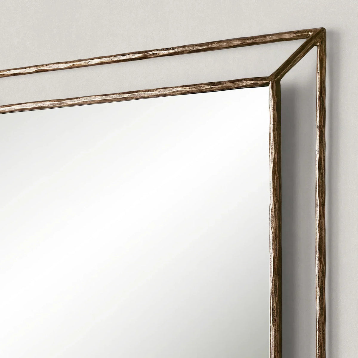 Hand-Forged Metal Open Beveled Mirror