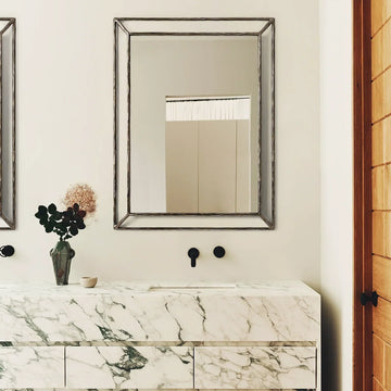 Hand-Forged Metal Open Beveled Mirror