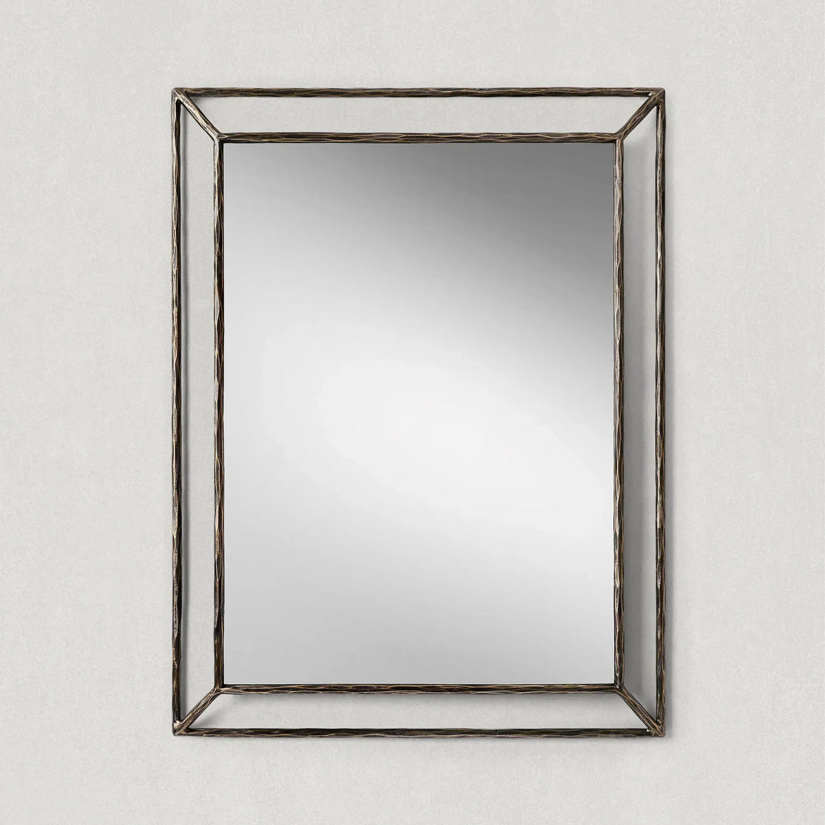 Hand-Forged Metal Open Beveled Mirror