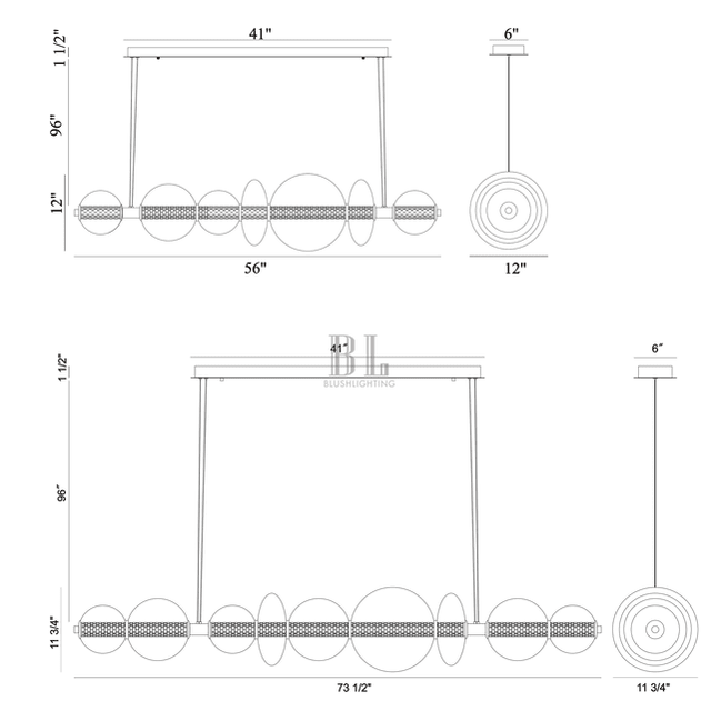 Echelon Linear Chandelier - ChromeClear56”casivra