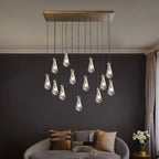 Rain Aura Glass Rectangular Chandelier 54"