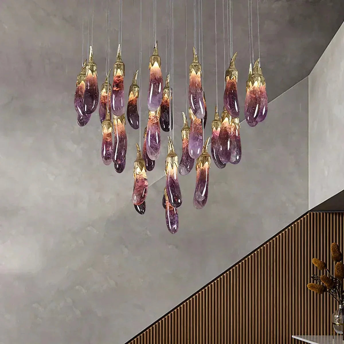 Eggplant - shaped Chandelier Purple Color - casivra