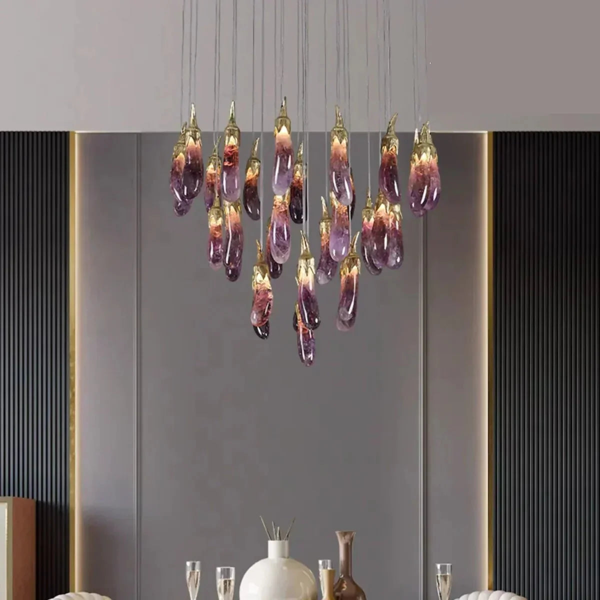 Eggplant - shaped Chandelier Purple Color - casivra