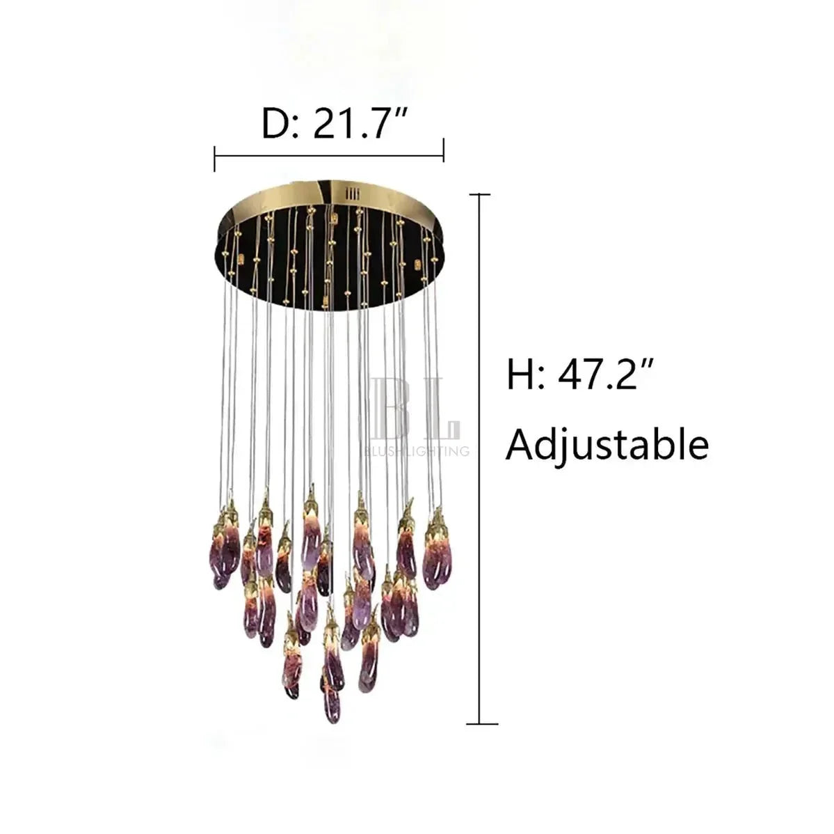 Eggplant - shaped Chandelier Purple Color - casivra