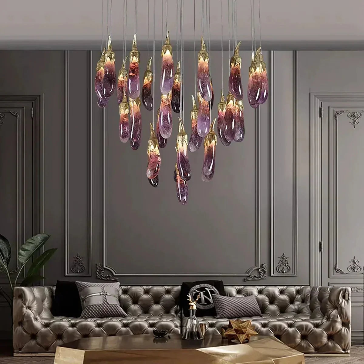 Eggplant - shaped Chandelier Purple Color - casivra
