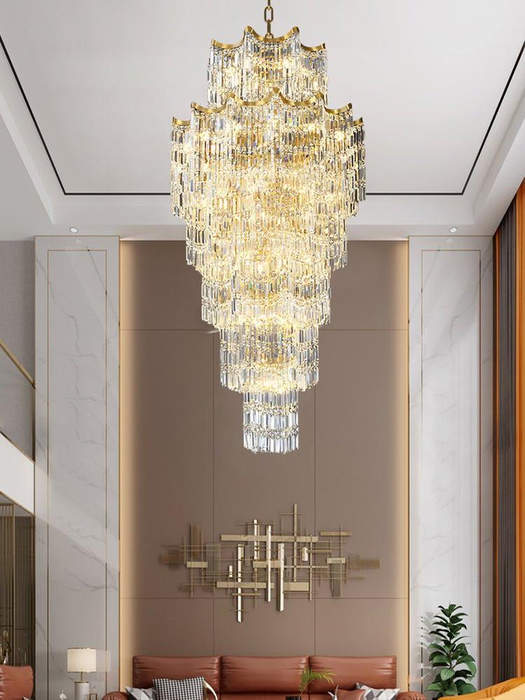 Elegant Crystal Chandelier for Duplex Villas-Chandelier-casivra-6 tiers 70.87" D x 110.24" H-casivra