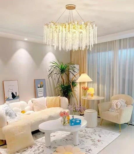 Elegant Crystal Icicle Chandelier in Branch Style for Dining Table Use - Rectangle L47.2"*W17.7"*H15.7"/12 Lights/13.2kgGoldWarm Lightcasivra