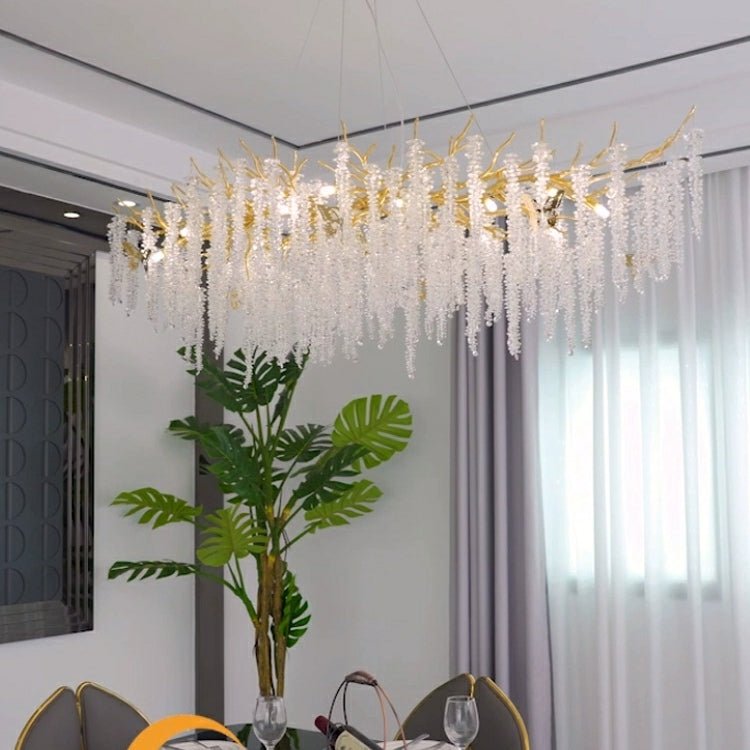 Elegant Crystal Icicle Chandelier in Branch Style for Dining Table Use - Round D59.1"/16 LightsChromeWarm Lightcasivra