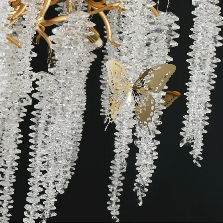 Elegant Crystal Icicle Chandelier in Branch Style for Dining Table Use - Round D59.1"/16 LightsChromeWarm Lightcasivra