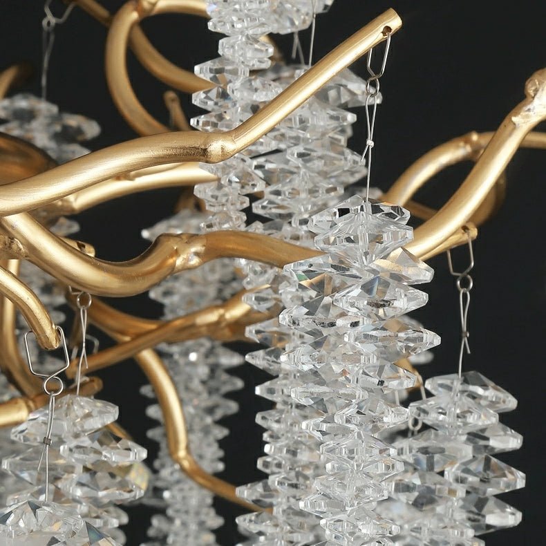 Elegant Crystal Icicle Chandelier in Branch Style for Dining Table Use - Round D59.1"/16 LightsChromeWarm Lightcasivra