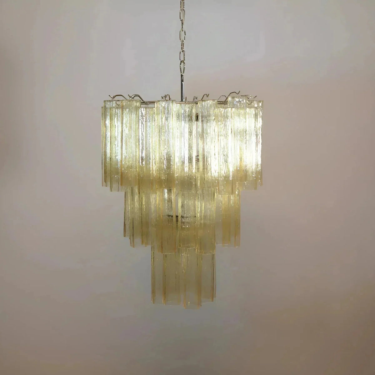 Elegant Yellow Murano Glass Tube Chandelier 25.6" - yellowcasivra