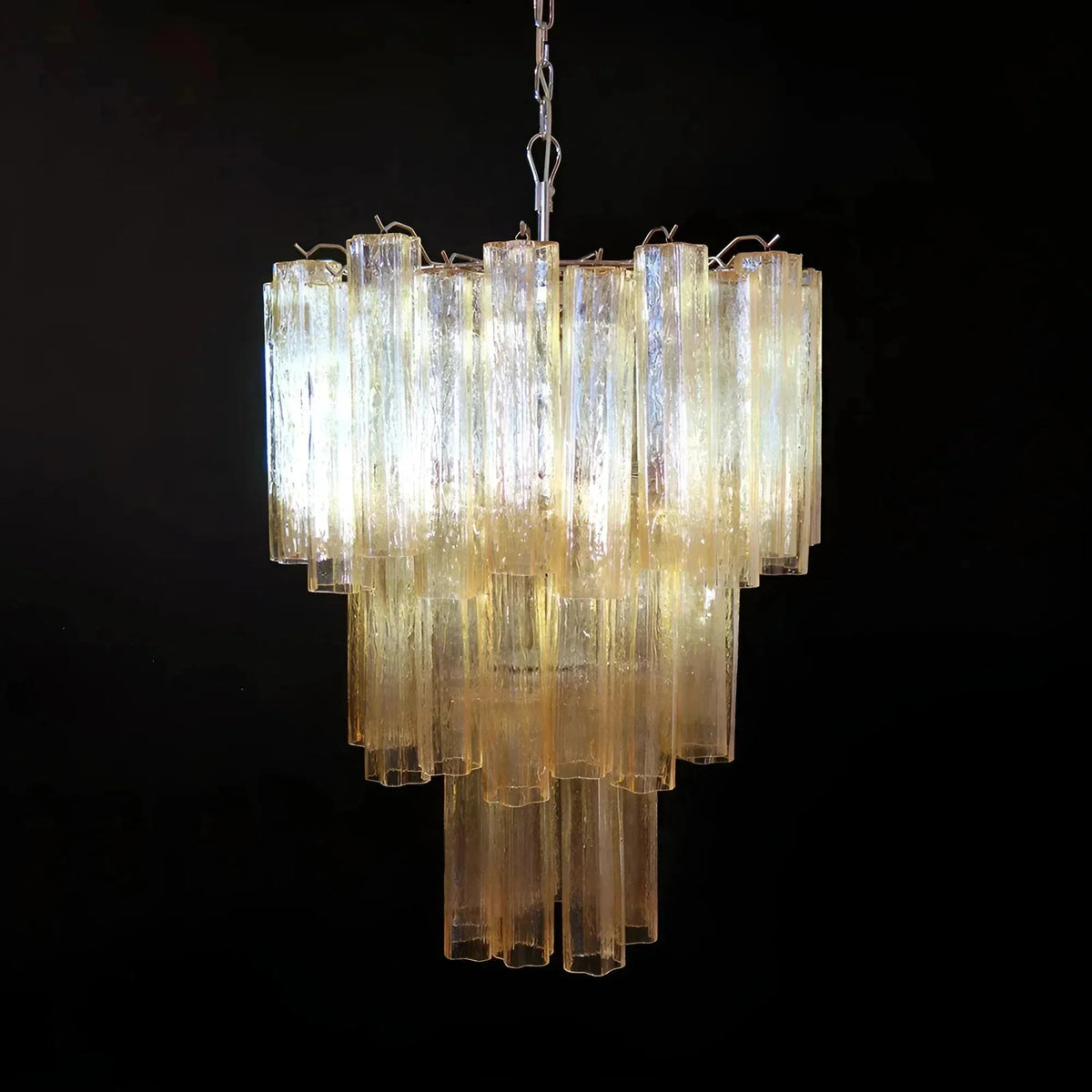 Elegant Yellow Murano Glass Tube Chandelier 25.6" - yellowcasivra