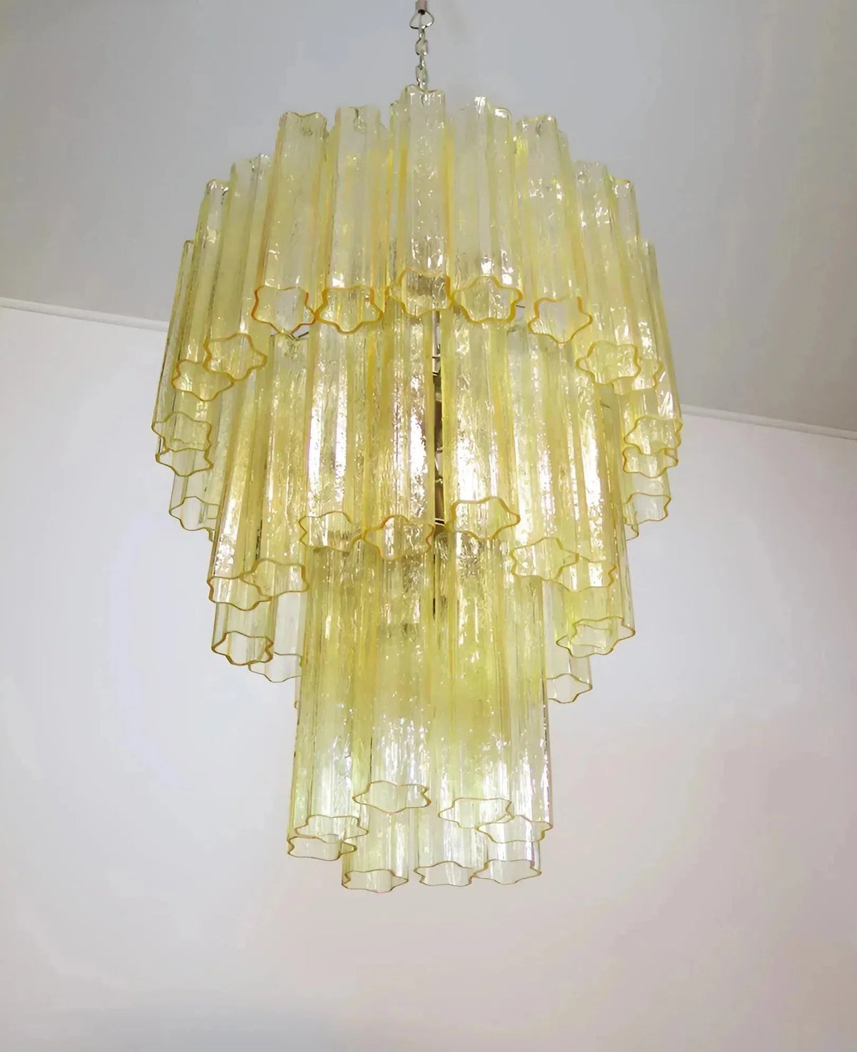 Elegant Yellow Murano Glass Tube Chandelier 25.6" - yellowcasivra