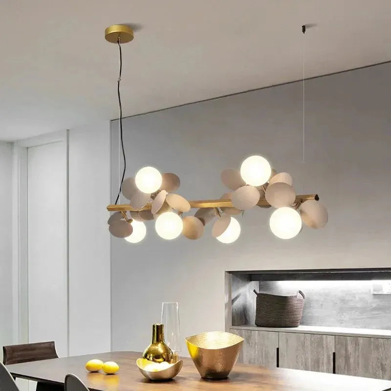 Eli Glass Globes Linear Chandelier For Dining Room - 12 LightsGrayCool white 6000Kcasivra