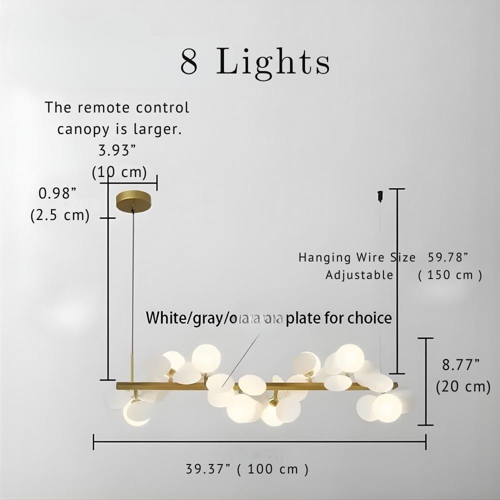 Eli Glass Globes Linear Chandelier For Dining Room - 12 LightsGrayCool white 6000Kcasivra