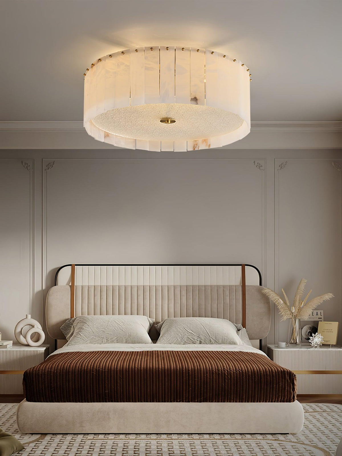 Elysian Alabaster Ceiling Lamp - ∅ 17.7″ x H 9.25″ / Dia 45cm x H 23.5cmBrass & Whitecasivra