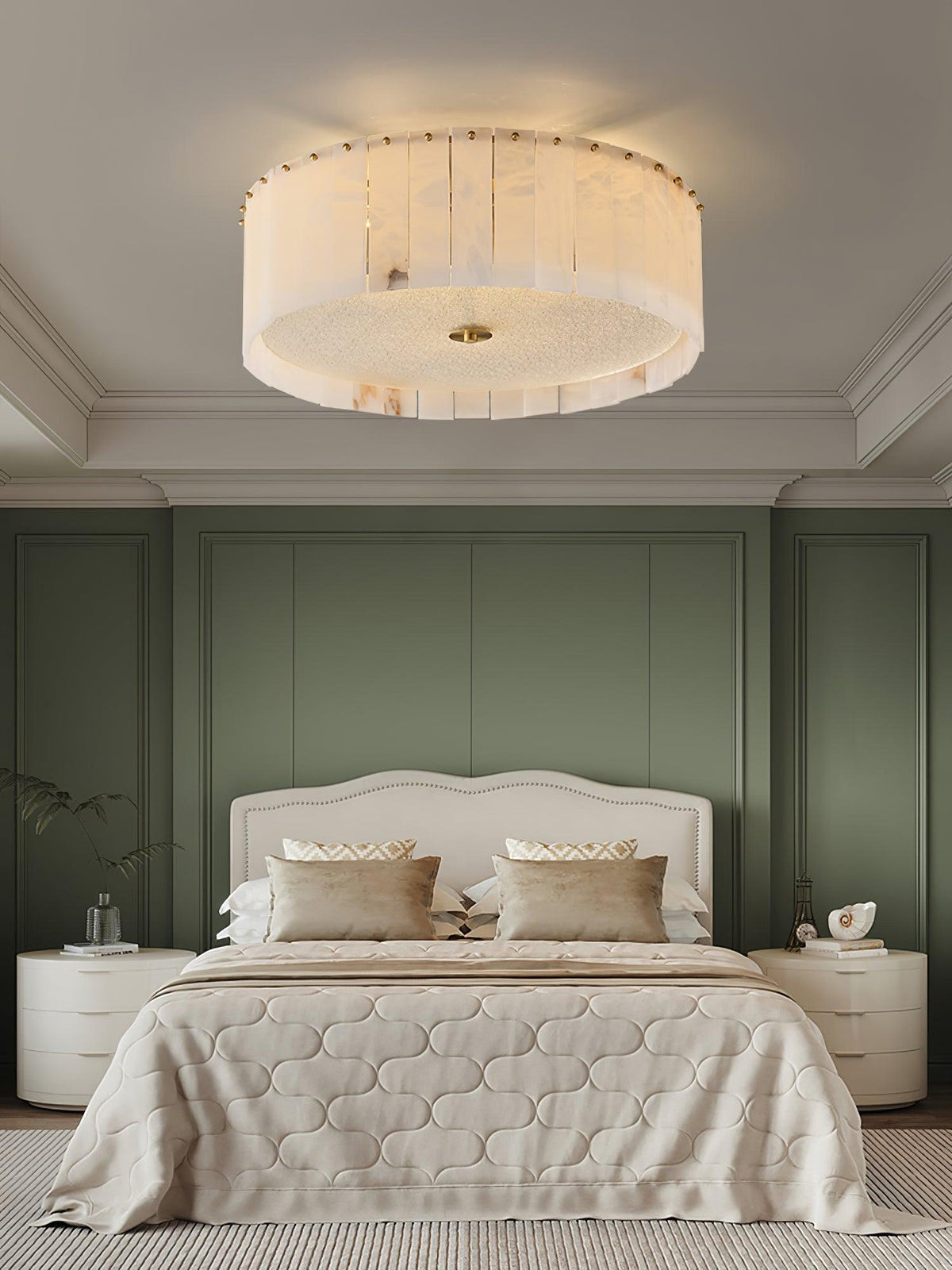 Elysian Alabaster Ceiling Lamp - ∅ 17.7″ x H 9.25″ / Dia 45cm x H 23.5cmBrass & Whitecasivra