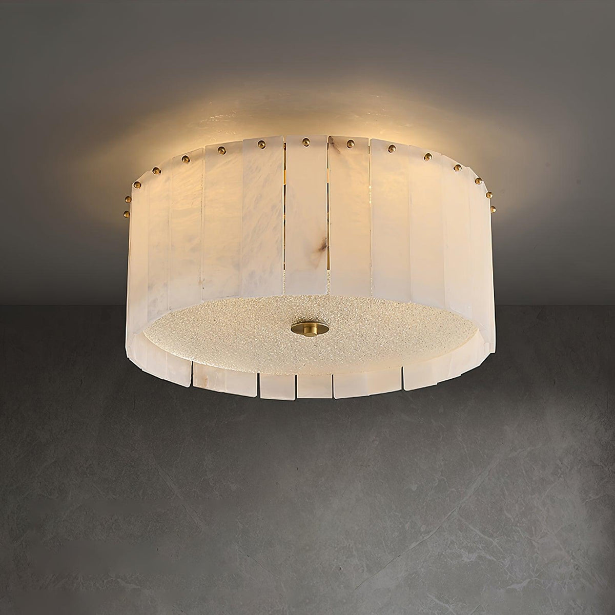 Elysian Alabaster Ceiling Lamp - ∅ 17.7″ x H 9.25″ / Dia 45cm x H 23.5cmBrass & Whitecasivra