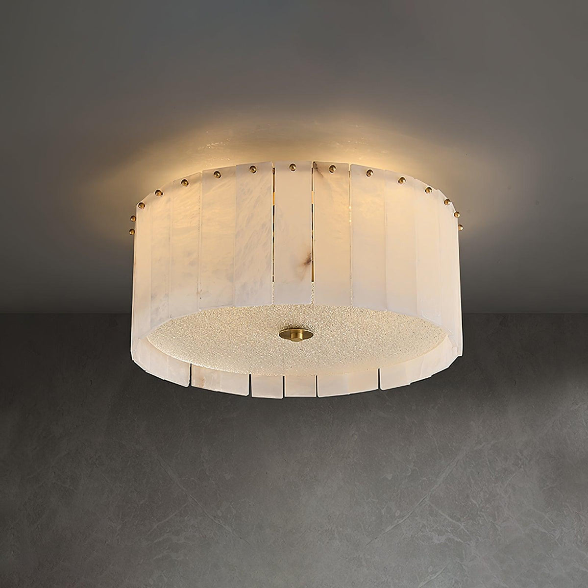Elysian Alabaster Ceiling Lamp - ∅ 23.6″ x H 9.25″ / Dia 60cm x H 23.5cmBrass & Whitecasivra