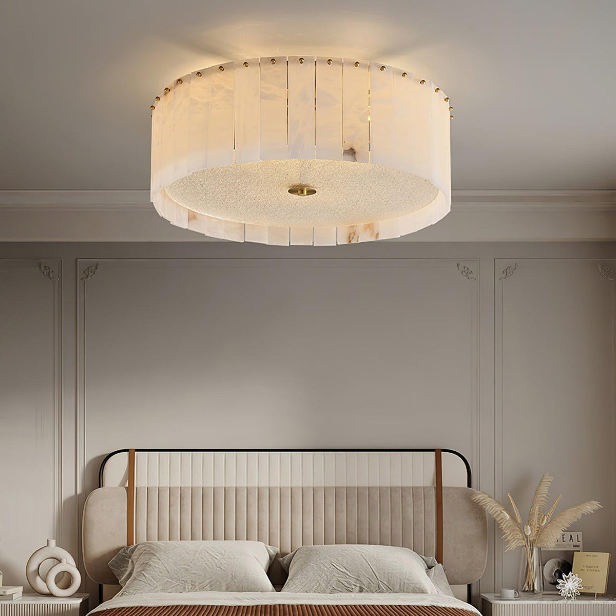 Elysian Alabaster Ceiling Lamp - ∅ 23.6″ x H 9.25″ / Dia 60cm x H 23.5cmBrass & Whitecasivra