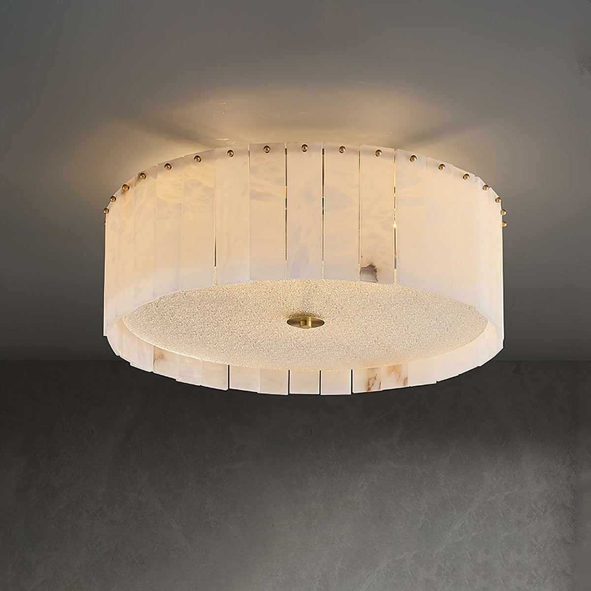 Elysian Alabaster Ceiling Lamp - ∅ 23.6″ x H 9.25″ / Dia 60cm x H 23.5cmBrass & Whitecasivra