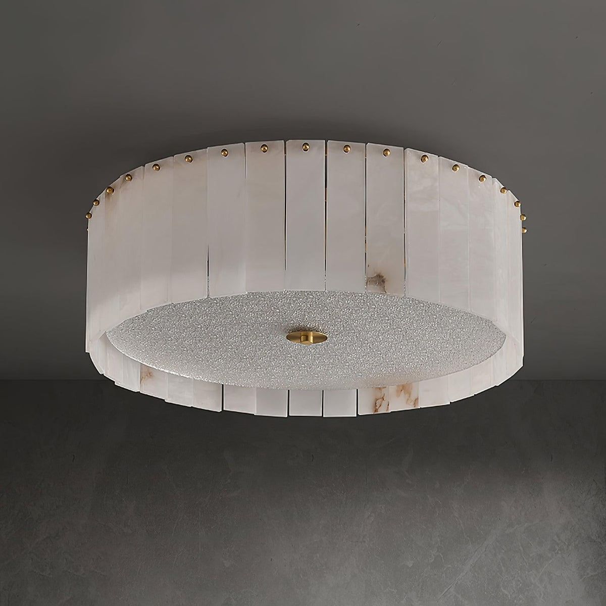 Elysian Alabaster Ceiling Lamp - ∅ 17.7″ x H 9.25″ / Dia 45cm x H 23.5cmBrass & Whitecasivra