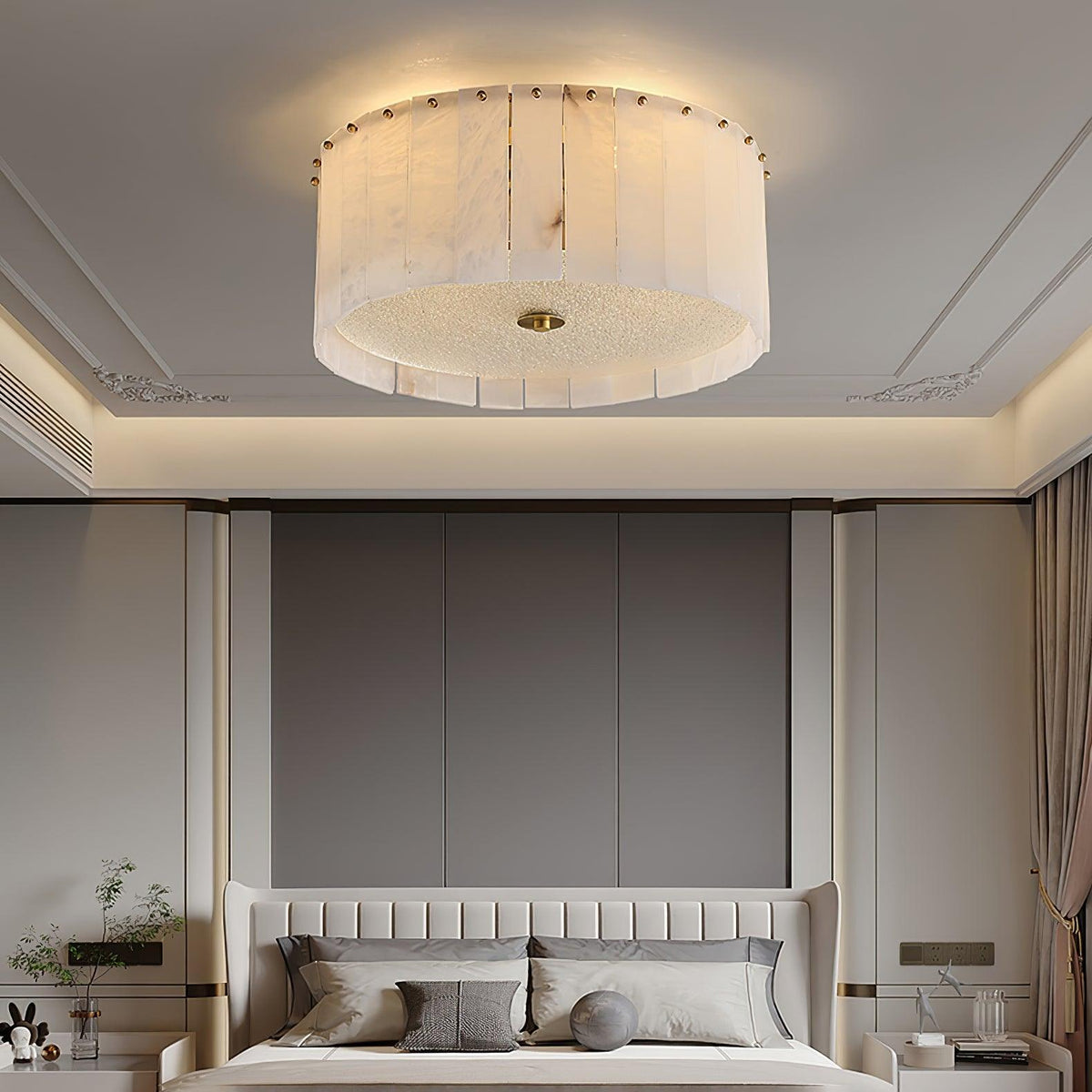 Elysian Alabaster Ceiling Lamp - ∅ 17.7″ x H 9.25″ / Dia 45cm x H 23.5cmBrass & Whitecasivra