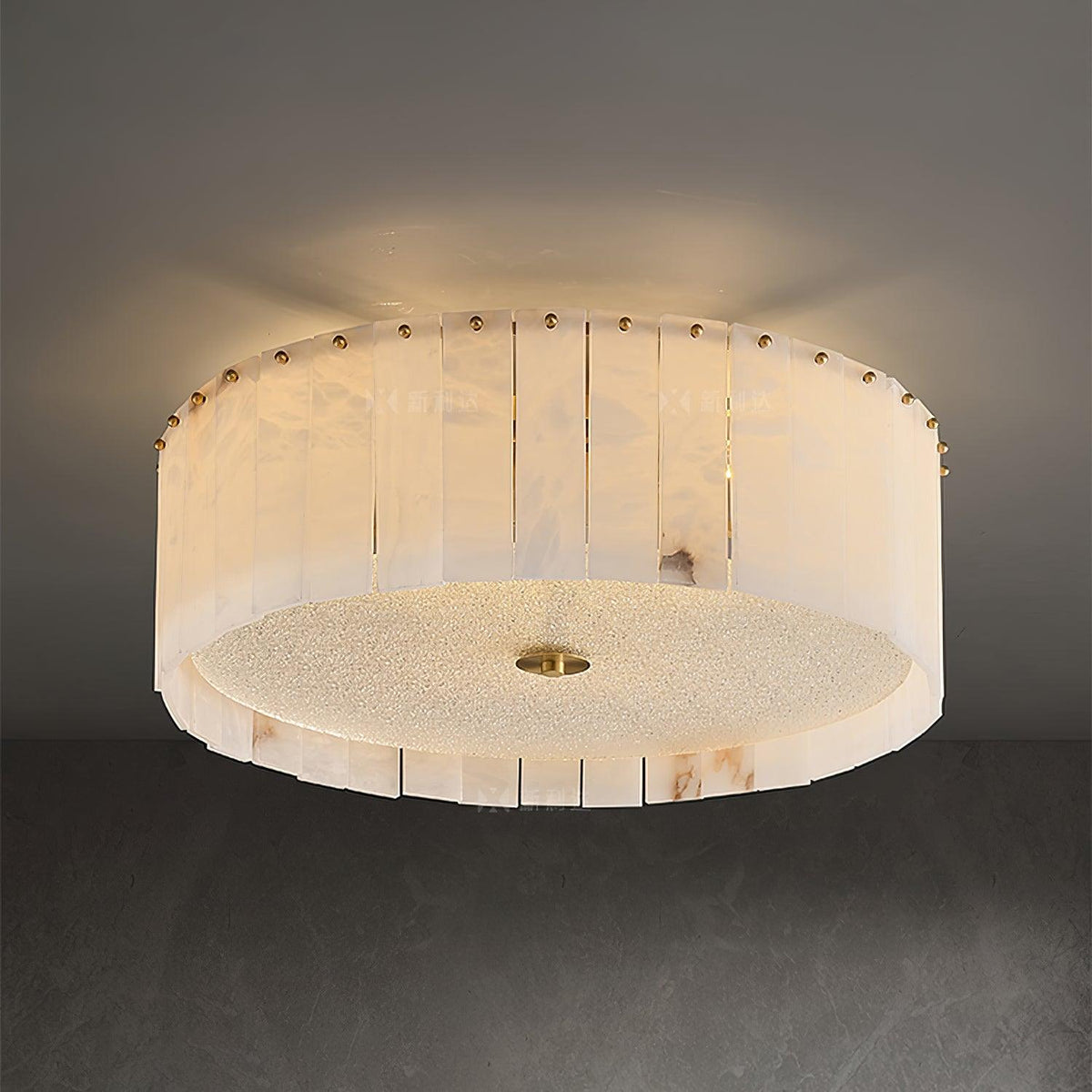 Elysian Alabaster Ceiling Lamp - ∅ 17.7″ x H 9.25″ / Dia 45cm x H 23.5cmBrass & Whitecasivra
