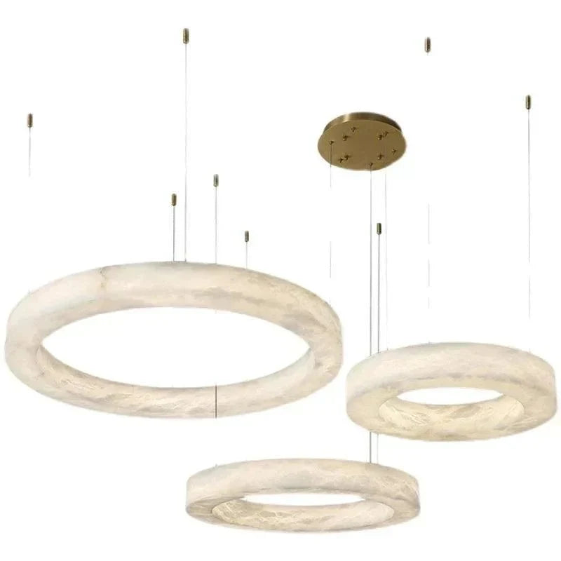Emerald Real Alabaster Ring Chandelier, Modern Circular Chandelier - 19.7" Dcasivra