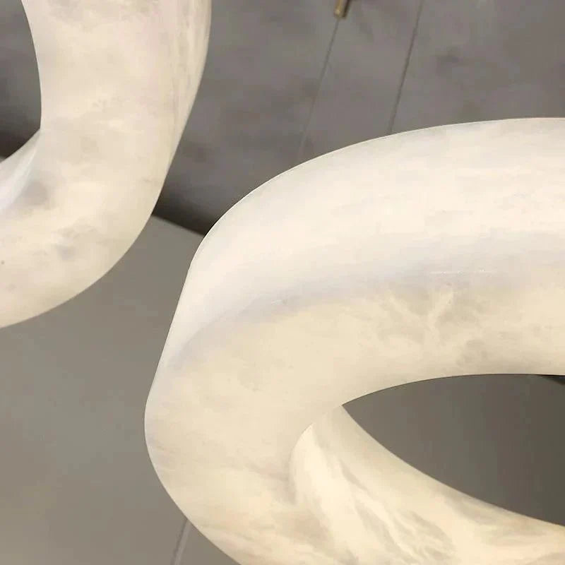 Emerald Real Alabaster Ring Chandelier, Modern Circular Chandelier - 19.7" Dcasivra