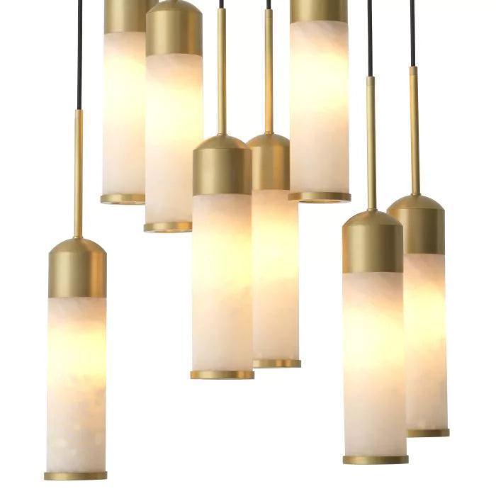 EOS Modern Brass Chandelier - Antique Brass Finish | Alabaster - casivra