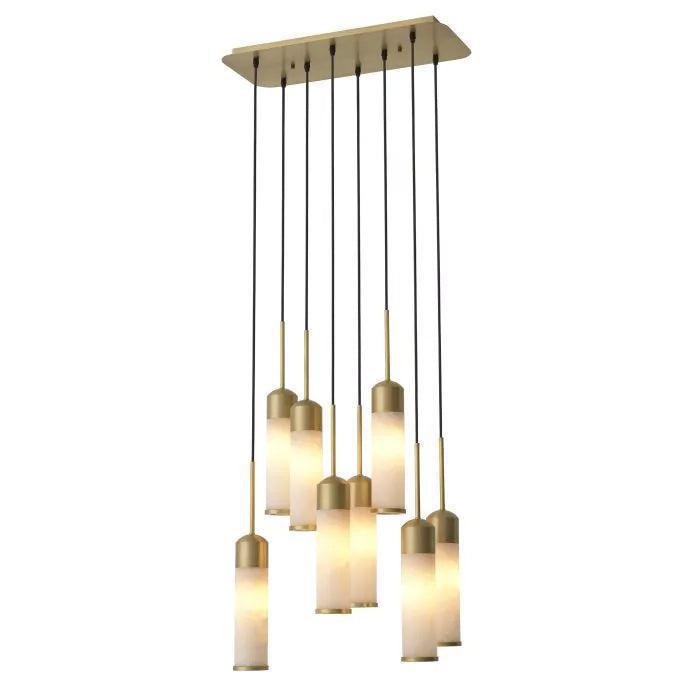 EOS Modern Brass Chandelier - Antique Brass Finish | Alabaster - casivra