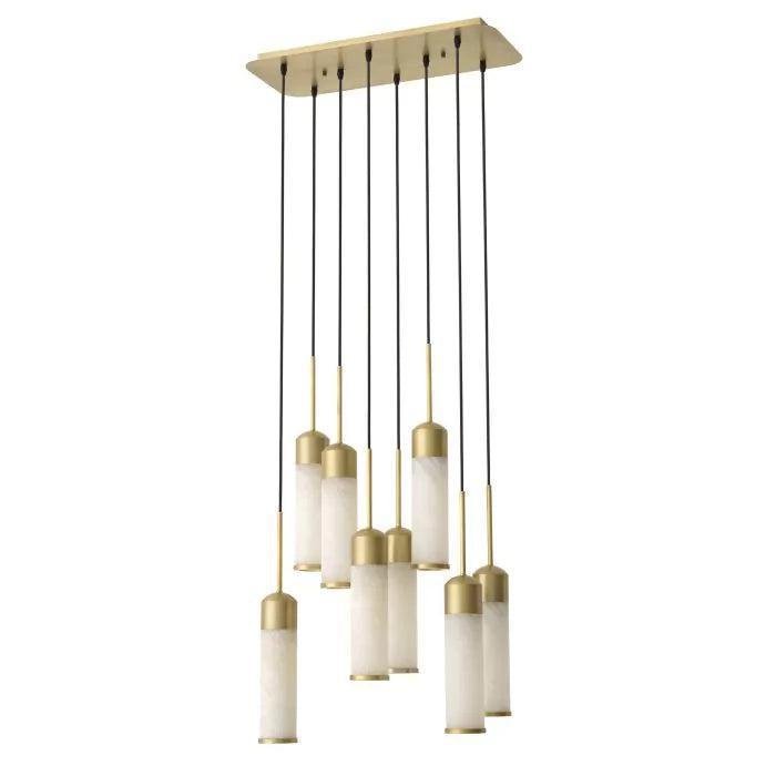 EOS Modern Brass Chandelier - Antique Brass Finish | Alabaster - casivra