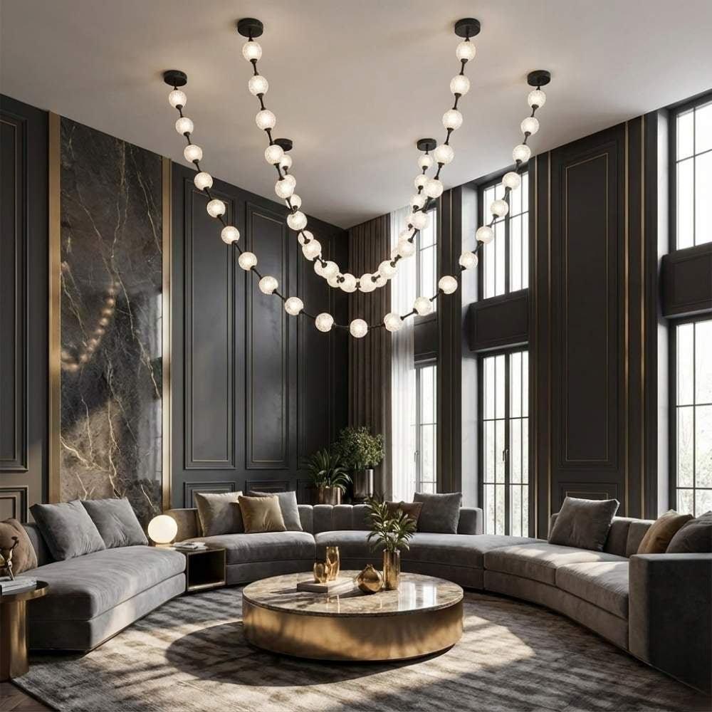 Esle Modern Pearl Necklace Chandelier - Black17 lightcasivra