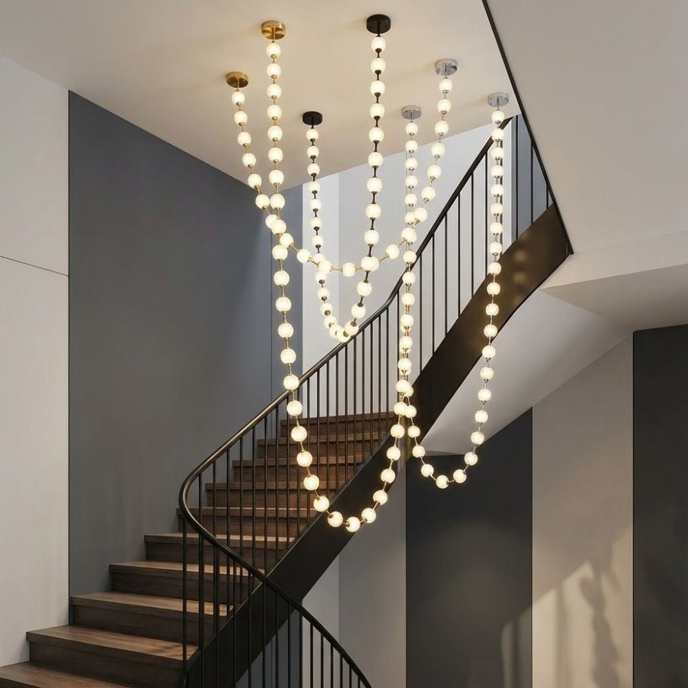 Esle Modern Pearl Necklace Chandelier - Black17 lightcasivra
