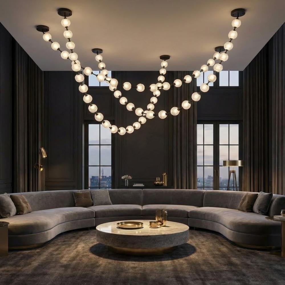 Esle Modern Pearl Necklace Chandelier - Black17 lightcasivra