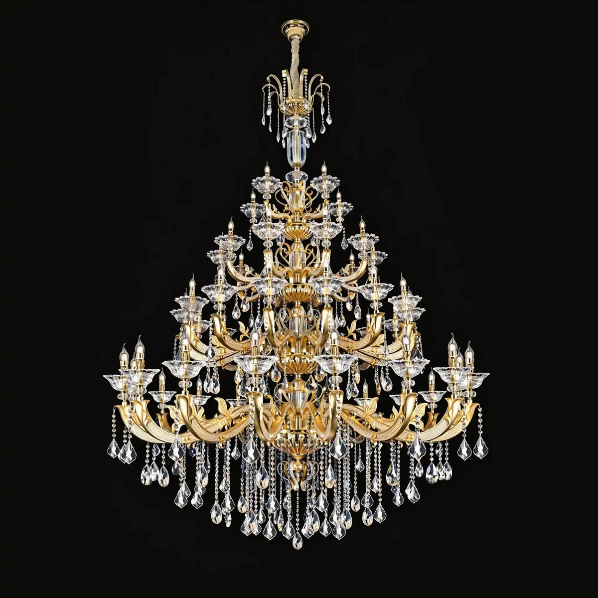 Eternal Baroque Revival Chandelier Series with Diamond - Inspired Crystal - Studded Light Arms - 48 Lights/D77.17"*H109.45"(D196cm*H278cm)Warm Lightcasivra