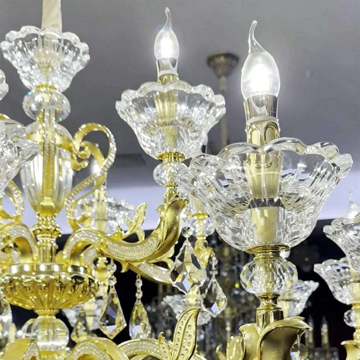 Eternal Baroque Revival Chandelier Series with Diamond - Inspired Crystal - Studded Light Arms - 48 Lights/D77.17"*H109.45"(D196cm*H278cm)Warm Lightcasivra