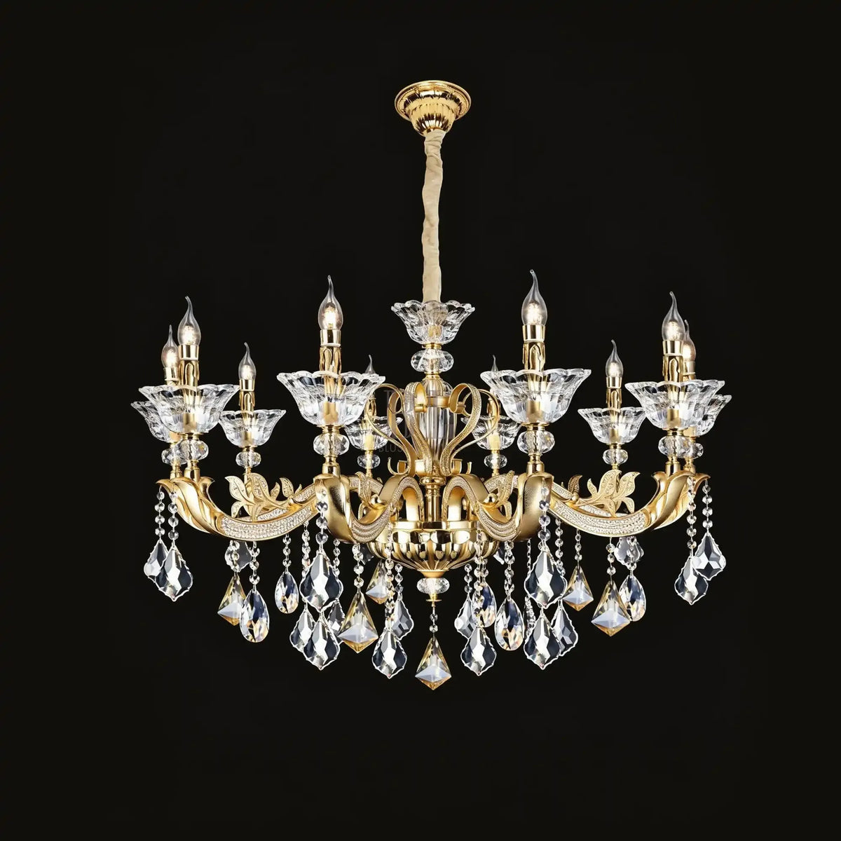 Eternal Baroque Revival Chandelier Series with Diamond - Inspired Crystal - Studded Light Arms - 10 Lights/D42.52"*H28.35"(D108cm*H72cm)Warm Lightcasivra