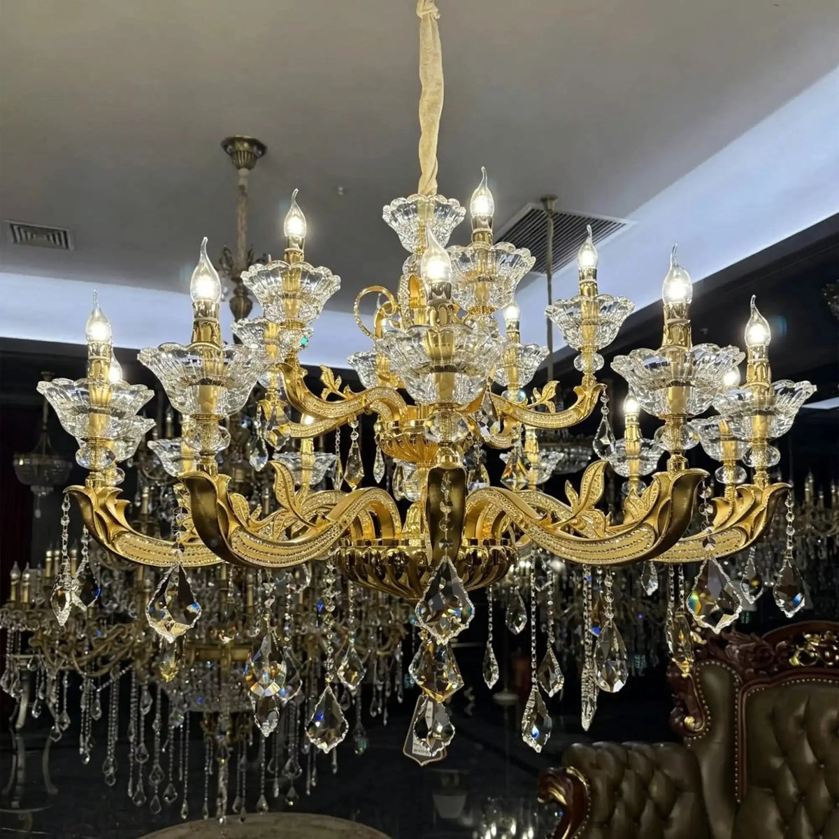 Eternal Baroque Revival Chandelier Series with Diamond - Inspired Crystal - Studded Light Arms - 48 Lights/D77.17"*H109.45"(D196cm*H278cm)Warm Lightcasivra