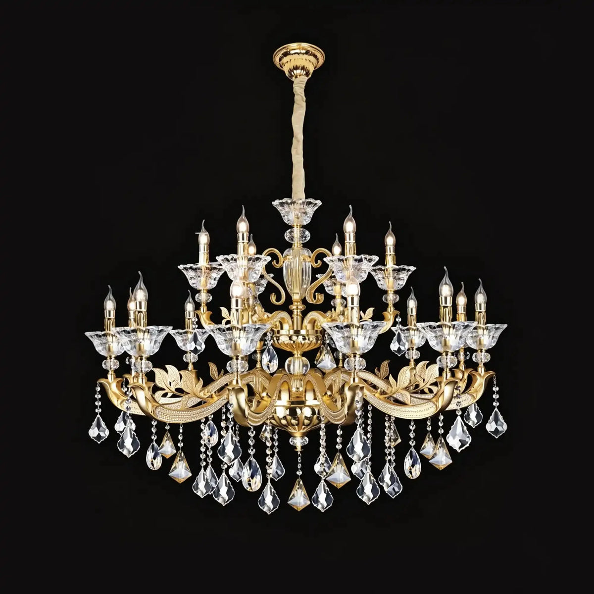 Eternal Baroque Revival Chandelier Series with Diamond - Inspired Crystal - Studded Light Arms - 18 Lights/D48.43"*H38.58"(D123cm*H98cm)Warm Lightcasivra