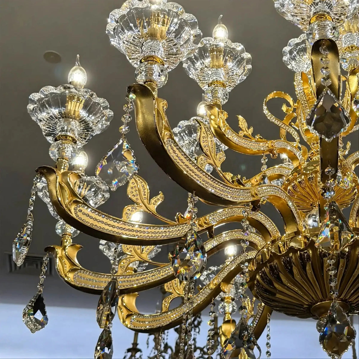 Eternal Baroque Revival Chandelier Series with Diamond - Inspired Crystal - Studded Light Arms - 48 Lights/D77.17"*H109.45"(D196cm*H278cm)Warm Lightcasivra