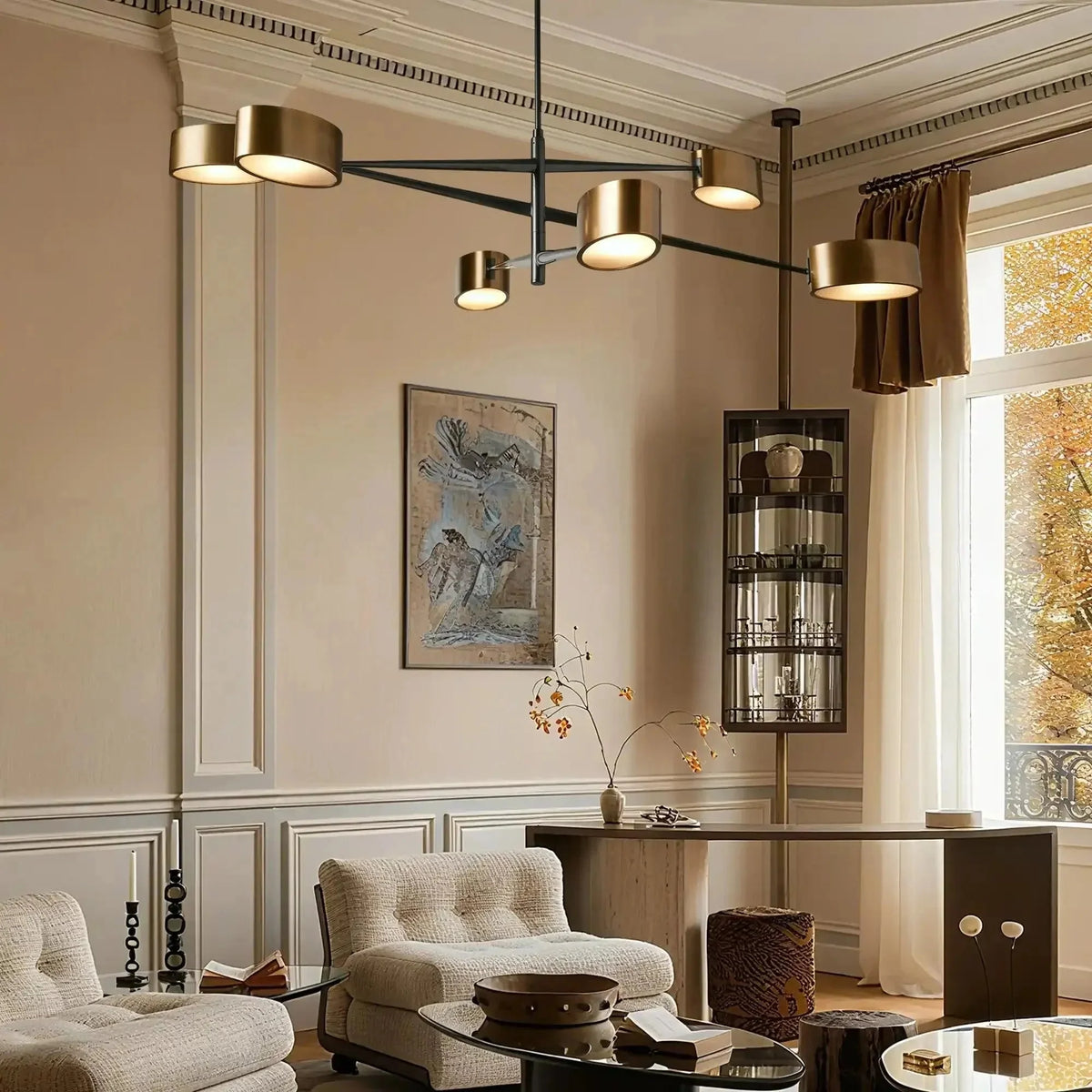 Esprit 6-Light Chandelier in brass - modern dining room lighting