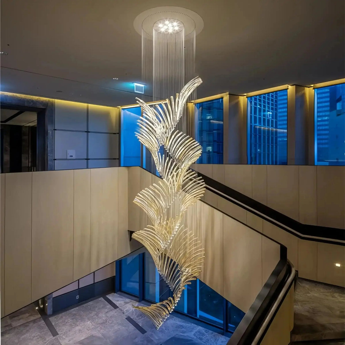 European Style Spiral Glass Chandelier for Staircase/Foyer/Hotel/Villa - D23.6"*H70.9"Warm Lightcasivra