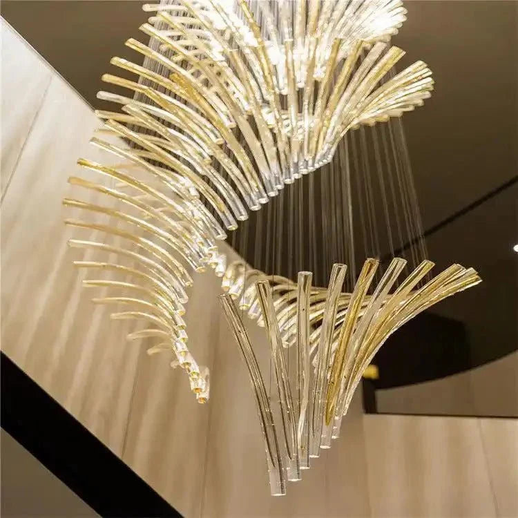 European Style Spiral Glass Chandelier for Staircase/Foyer/Hotel/Villa - D23.6"*H70.9"Warm Lightcasivra